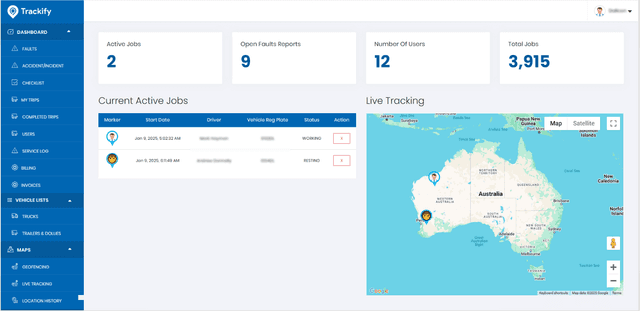 Fleet management software system for operators and managers - Trackify